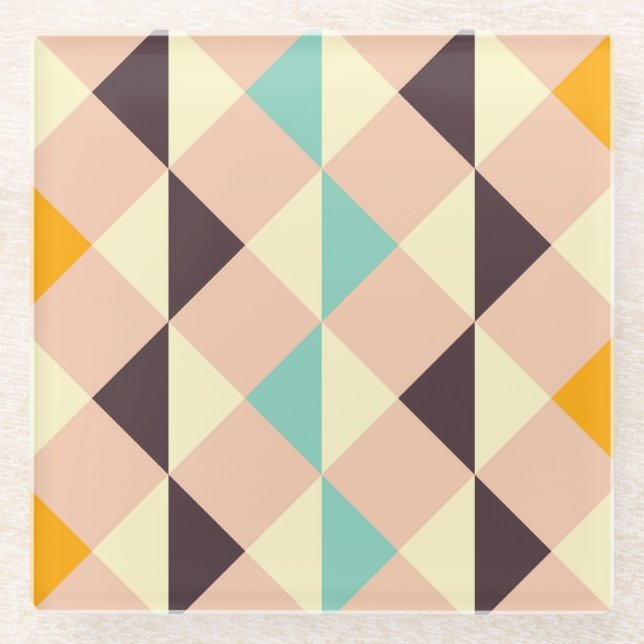Posavasos De Vidrio Geometric pattern overlapping diamonds & triangle (Anverso)