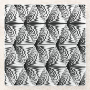 Posavasos De Vidrio Geométrica de diamante: diseño de cosecha monocrom