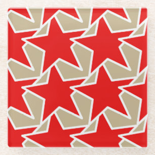Posavasos De Vidrio Geométrica de estrella moderna - rojo profundo y t