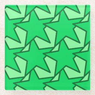 Posavasos De Vidrio Geométrica de estrella moderna - verde esmeralda y