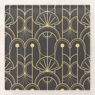 Posavasos De Vidrio Geométrica moderna: Vintage de líneas de oro