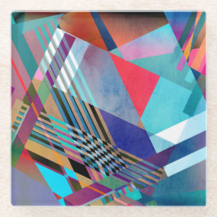 Posavasos De Vidrio Geométrico brillante: fondo abstracto colorido
