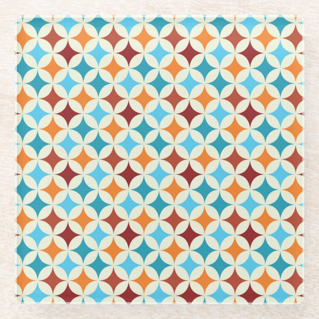 Posavasos De Vidrio Geométrico De Estilismo: Patrón Viejo Sin Marea (Anverso)