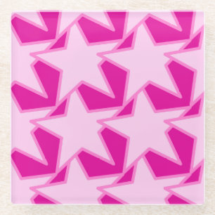 Posavasos De Vidrio Geométrico de estrella moderna - rosa pálido y fuc
