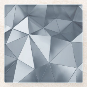 Posavasos De Vidrio Geométrico Metalizado: Patrón tridimensional