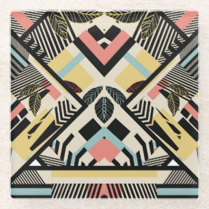 Posavasos De Vidrio Geométrico minimalista: diseño de patrones