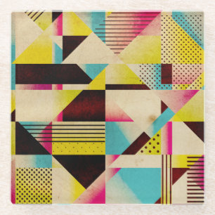 Posavasos De Vidrio Geométrico retro: fondo del patrón abstracto
