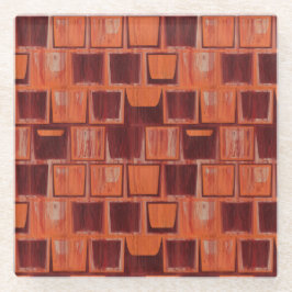 Posavasos De Vidrio Geométrico rojo y Naranja