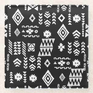 Posavasos De Vidrio Geométrico tribal: fondo elegante y sin costuras.
