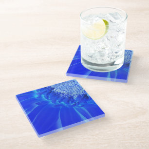 Posavasos De Vidrio gerbera azul eléctrico