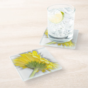 Posavasos De Vidrio gerbera daisy amarillo