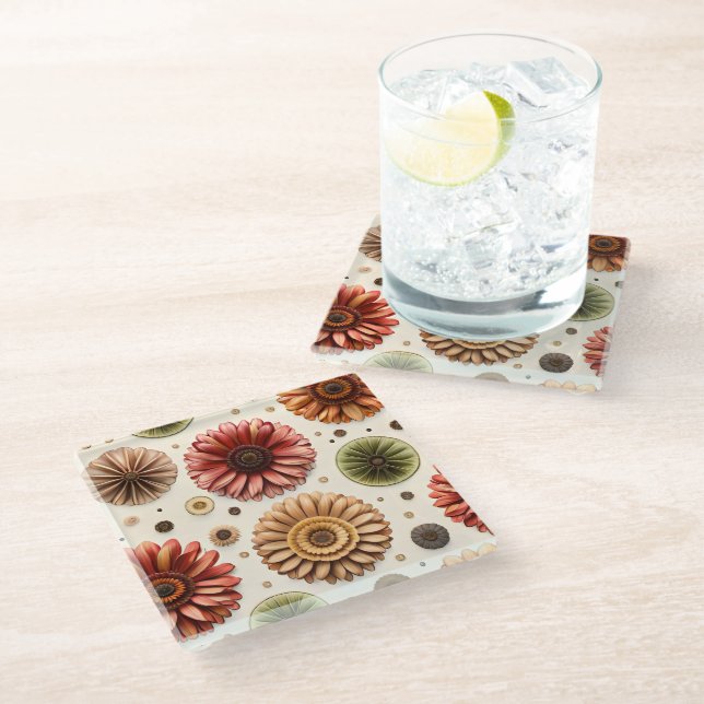 Posavasos De Vidrio Gerbera en Abundancia (Angular)