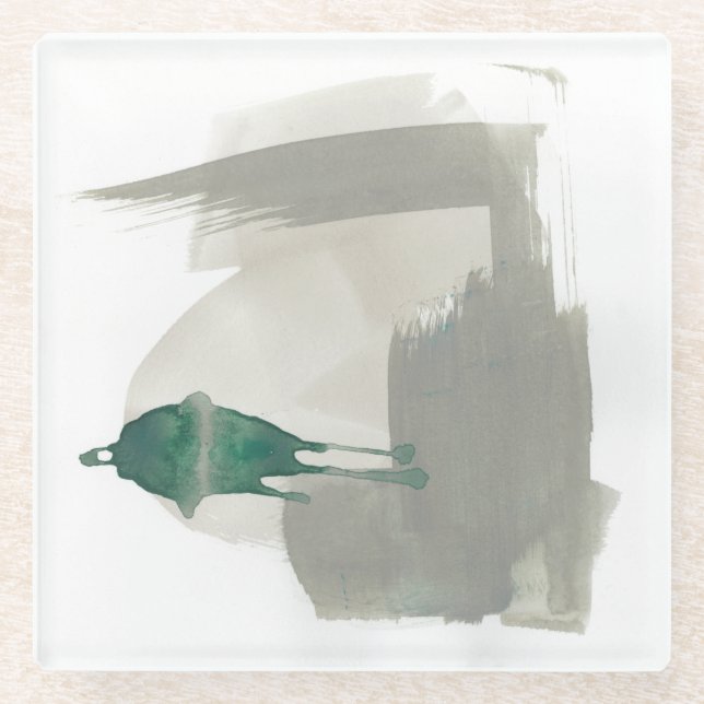 Posavasos De Vidrio Gestos de tierra - Gris y verde (Anverso)