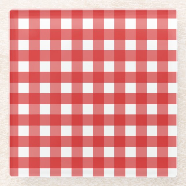 Posavasos De Vidrio Gigante rojo y blanco (Anverso)