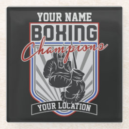 Posavasos De Vidrio Gimnasio de boxeo y boxeo personalizado