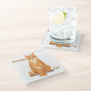 Posavasos De Vidrio Ginger Tabby Cat personalizado