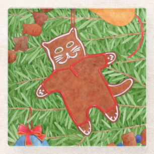 Posavasos De Vidrio GINGERBREAD KITTY Vidrio Beber de montaña