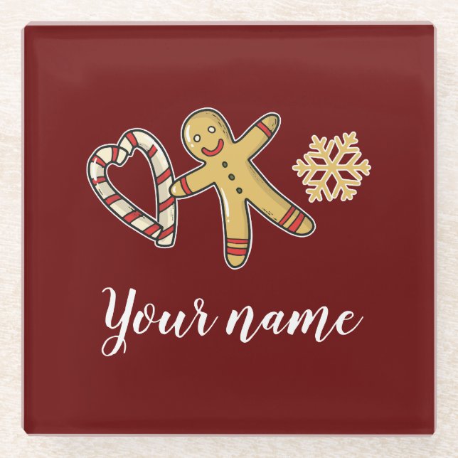Posavasos De Vidrio Gingerbreadman Love (Anverso)