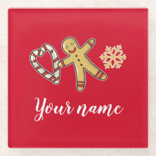 Posavasos De Vidrio Gingerbreadman Love