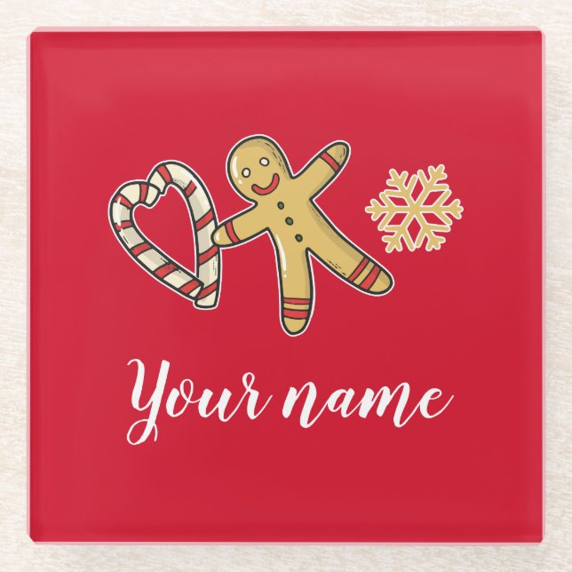 Posavasos De Vidrio Gingerbreadman Love (Anverso)