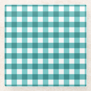 Posavasos De Vidrio gingham verde azulada