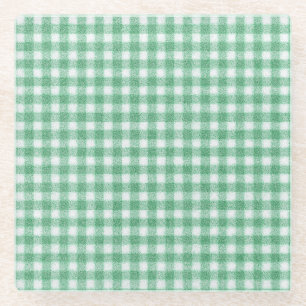 Posavasos De Vidrio Gingham Verde Menta
