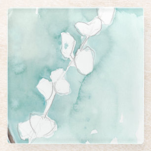 Posavasos De Vidrio Ginkgo en el trullo polvoriento - blanco