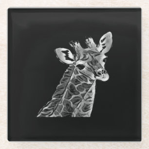 Posavasos De Vidrio Girafa negra y gris