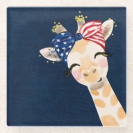 POSAVASOS DE VIDRIO GIRAFFE AZUL BLANCO PATRIOTA