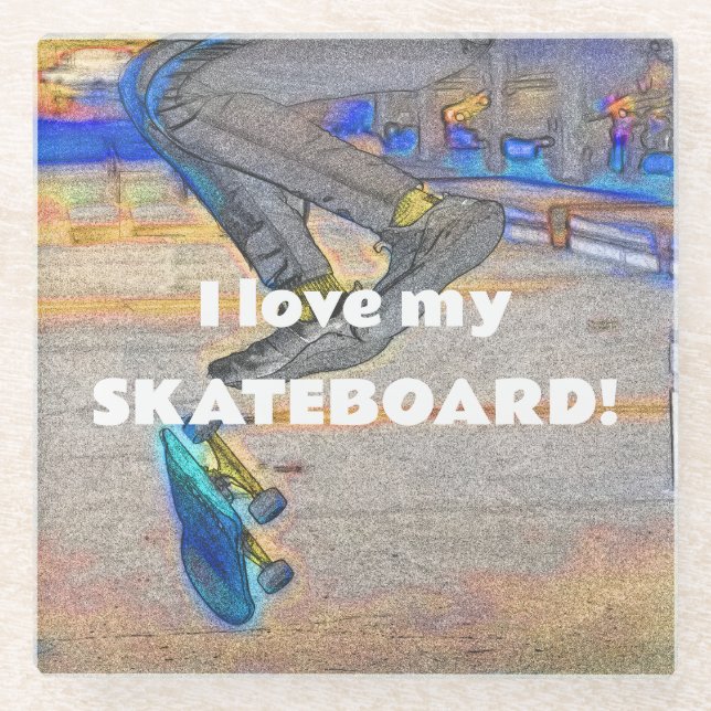 Posavasos De Vidrio Girar la cubierta - Truco en patineta (Anverso)