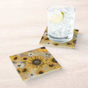 Posavasos De Vidrio Girasol