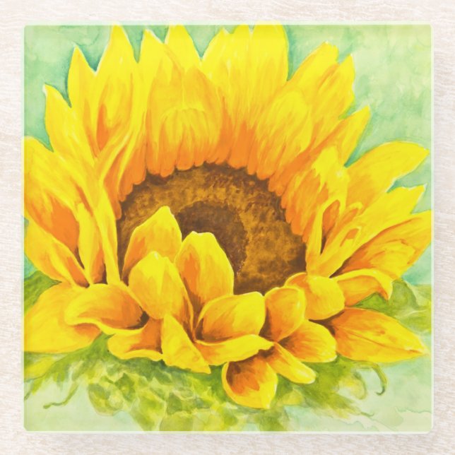 Posavasos De Vidrio Girasol (Anverso)