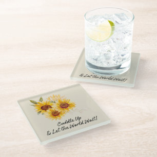 Posavasos De Vidrio Girasol Con Cuddle Up Cast