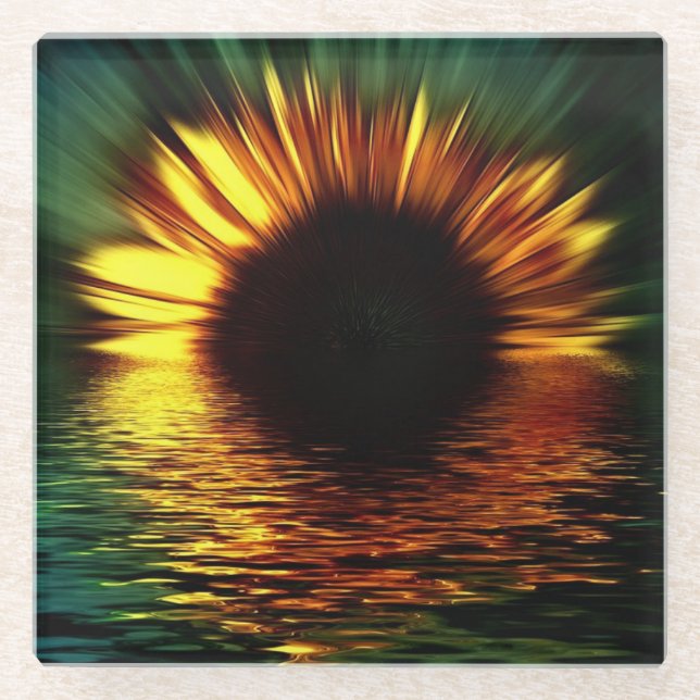 Posavasos De Vidrio Girasol vibrante (Anverso)