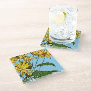 Posavasos De Vidrio Girasoles Art Nouveau