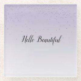 Posavasos De Vidrio Girly Lilac Purple Confetti Glam Ombre