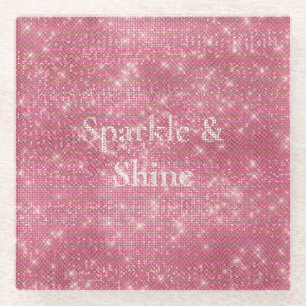 Posavasos De Vidrio Girly Pink Glitzy Sparkle