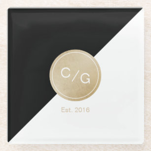 Posavasos De Vidrio Glam blush faux purpurina rosa oro caligrafía amor