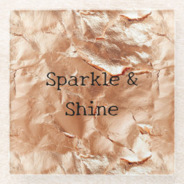 Posavasos De Vidrio Glam de oro Peach Rosa