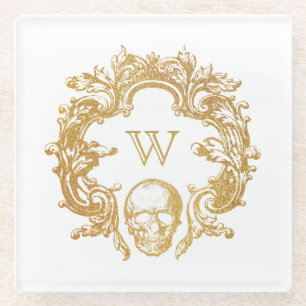 Posavasos De Vidrio Glam gótico Astras de vidrio Blanco