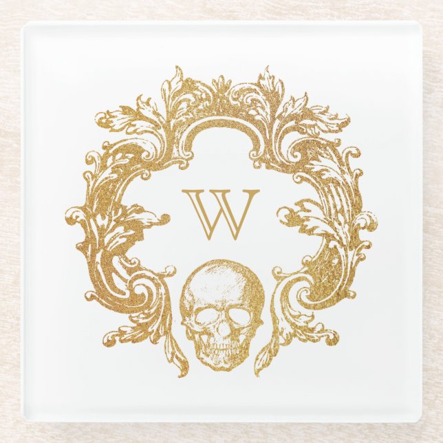 Posavasos De Vidrio Glam gótico | Astras de vidrio | Blanco (Anverso)