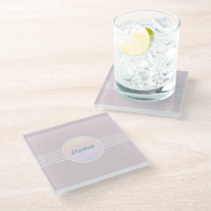 Posavasos De Vidrio Glam Retro Personalizado Rosa y Óptico