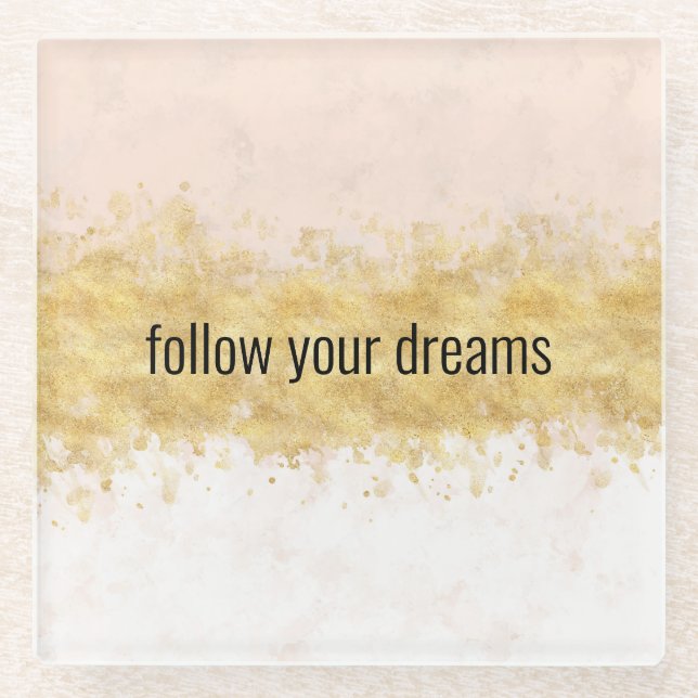 Posavasos De Vidrio Glam rosa Rubor dorado (Anverso)