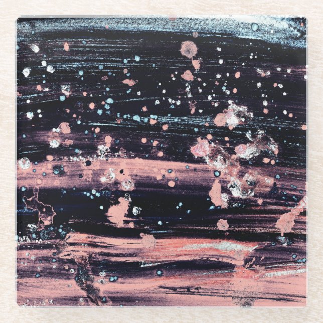 Posavasos De Vidrio Glamoroso gris oscuro foco de atención (Anverso)