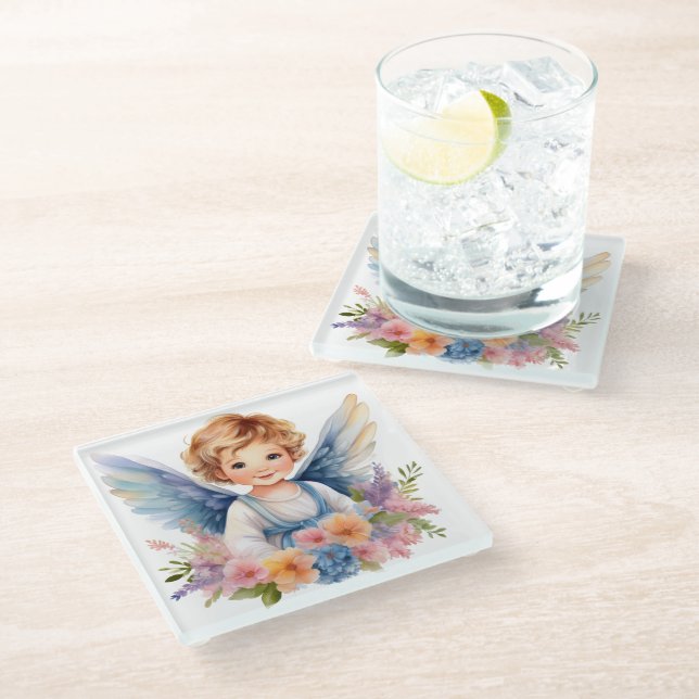 Posavasos De Vidrio Glass Coaster Baby Angel (Angular)