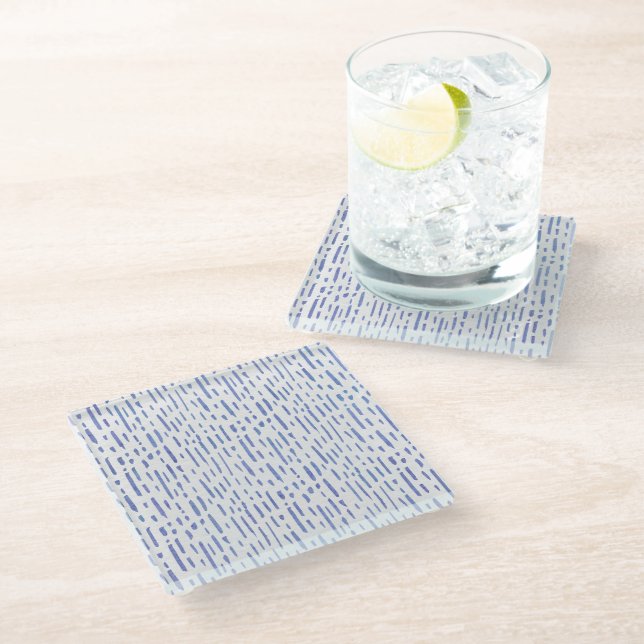 Posavasos De Vidrio Glass Coaster - Blue Pattern (Angular)