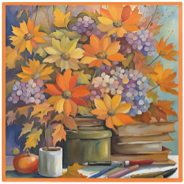 Posavasos De Vidrio Glass COASTER - Golden Shades of Orange & Violet