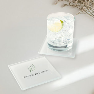 Posavasos De Vidrio Glass Coaster   Minimalist Leaf Design   Elegant 