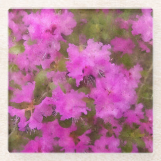 Posavasos De Vidrio Glass Coaster Purple Rhododendros