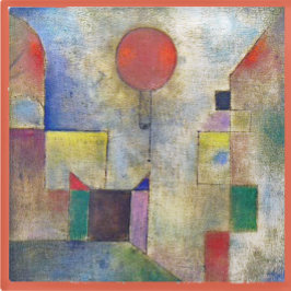 Posavasos De Vidrio GLASS COASTER - "Red Balloon" by Artist Paul Klee